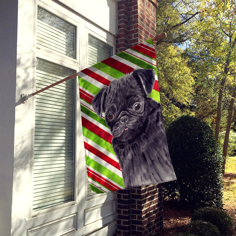 Pug Candy Cane Holiday Christmas Flag Canvas House Size