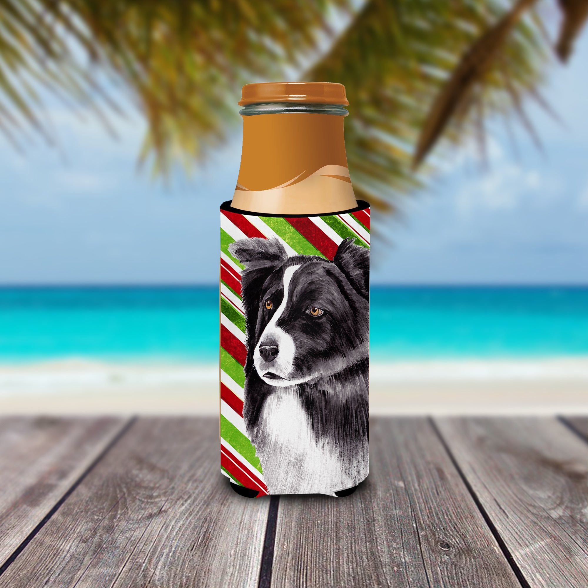 Border Collie Candy Cane Holiday Christmas Ultra Beverage Isolateurs pour canettes minces SC9327MUK