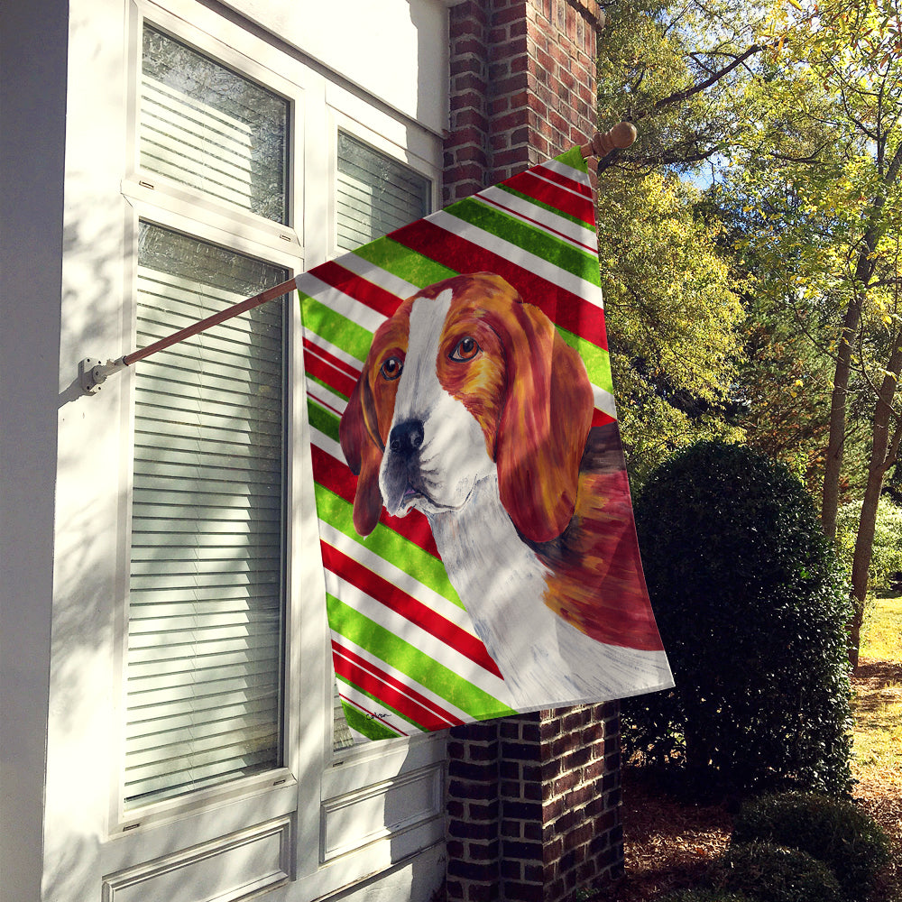 Beagle Candy Cane Holiday Christmas Flag Canvas House Size  the-store.com.
