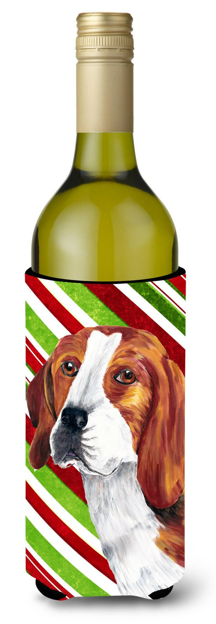 Beagle Candy Cane Holiday Christmas Wine Bottle Beverage Insulator Beverage Insulator Hugger by Caroline&#39;s Treasures