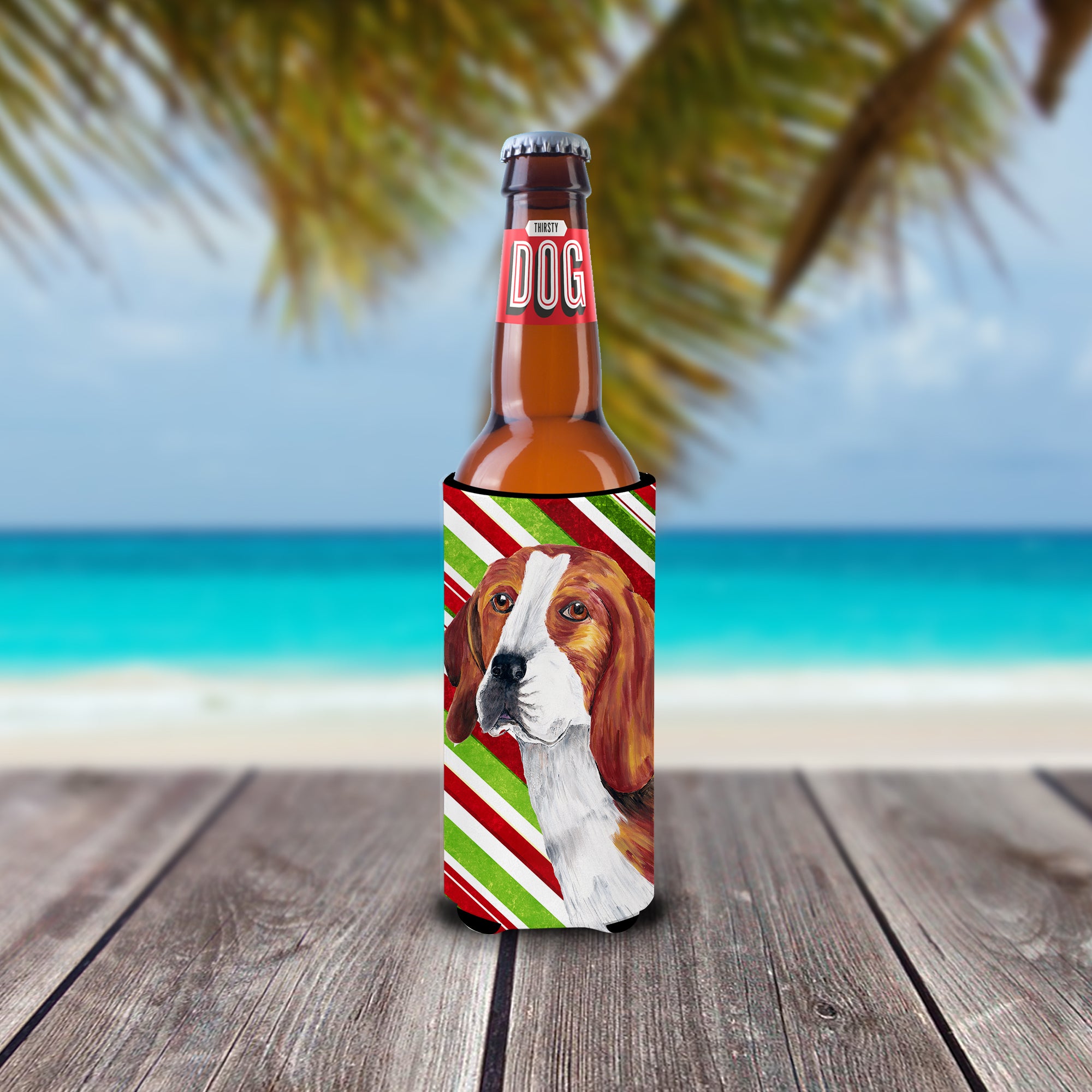 Beagle Candy Cane Holiday Christmas Ultra Beverage Isolateurs pour canettes minces SC9329MUK