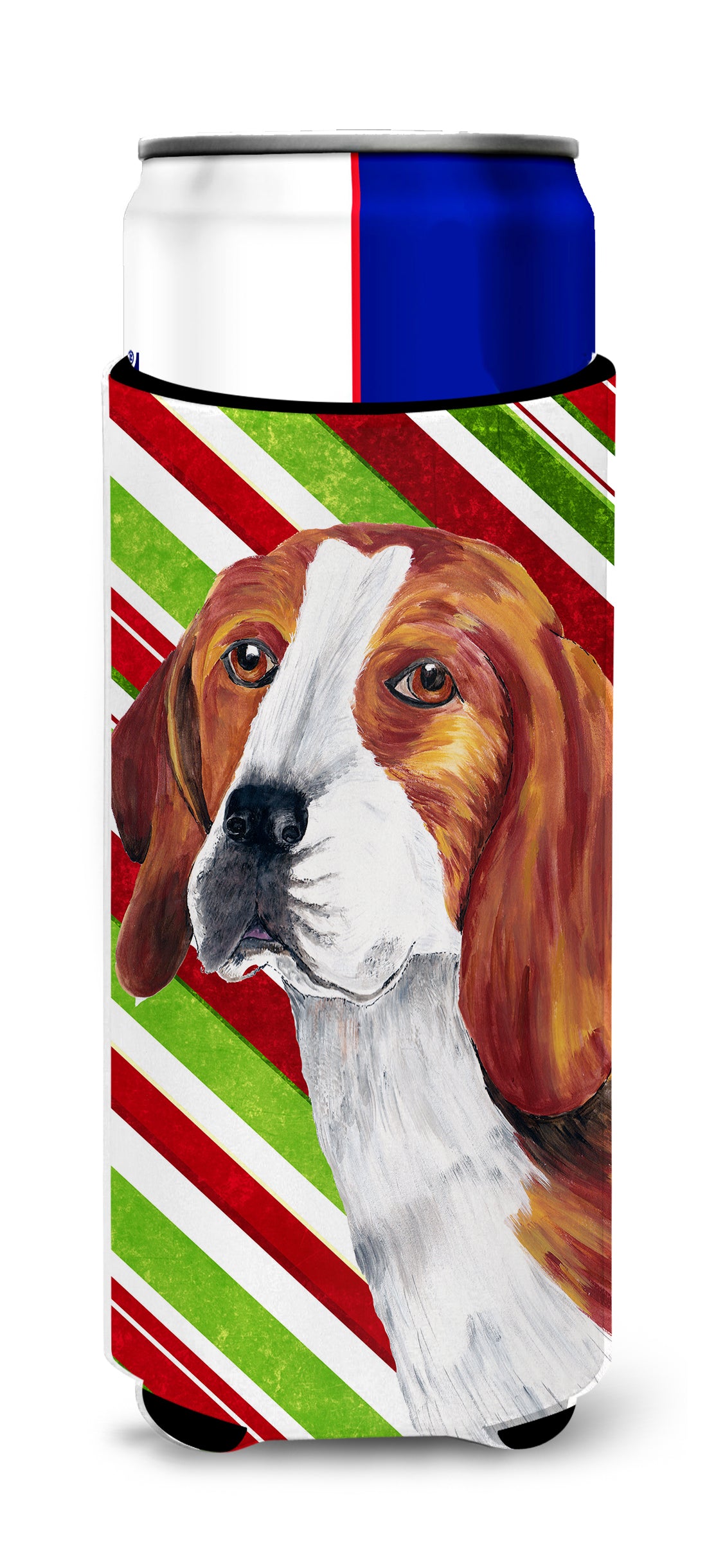 Beagle Candy Cane Holiday Christmas Ultra Beverage Insulators for slim cans SC9329MUK