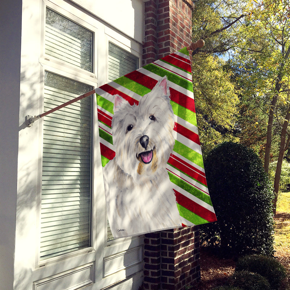 Westie Candy Cane Holiday Christmas Flag Canvas House Size  the-store.com.