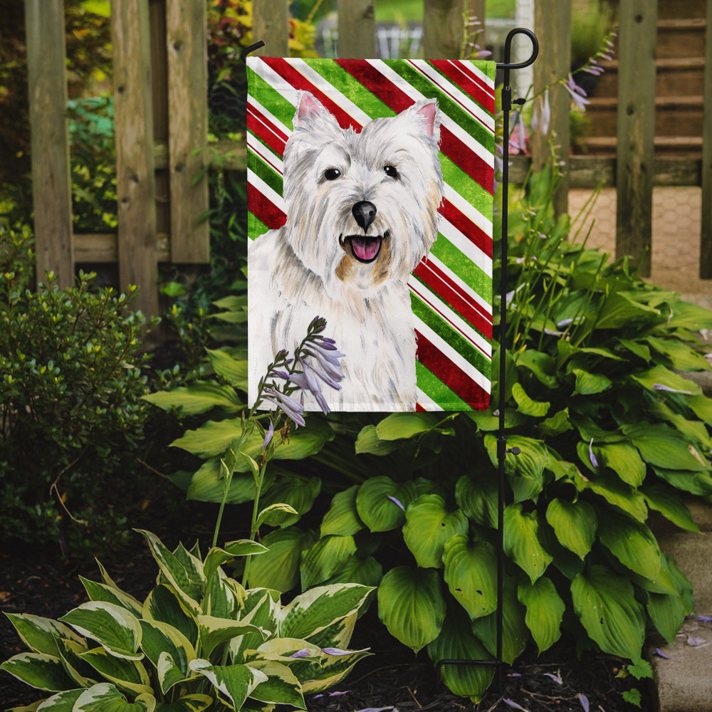 Westie Candy Cane Holiday Christmas Flag Garden Size.
