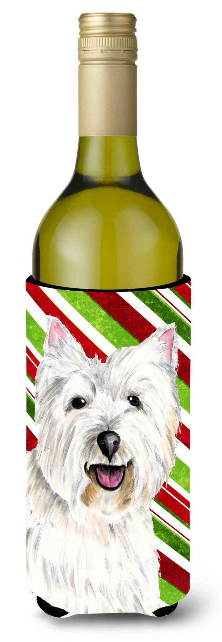 Westie Candy Cane Holiday Christmas Wine Bottle Beverage Insulator Beverage Insulator Hugger SC9330LITERK by Caroline&#39;s Treasures
