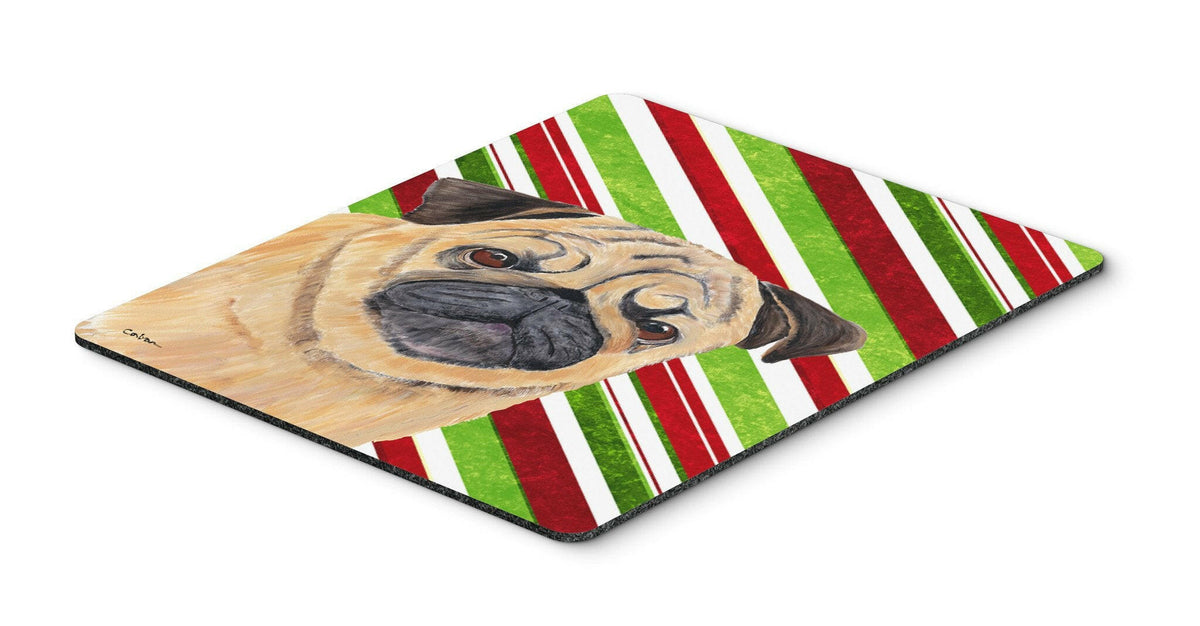Pug Candy Cane Holiday Christmas Mouse Pad, Hot Pad or Trivet by Caroline&#39;s Treasures