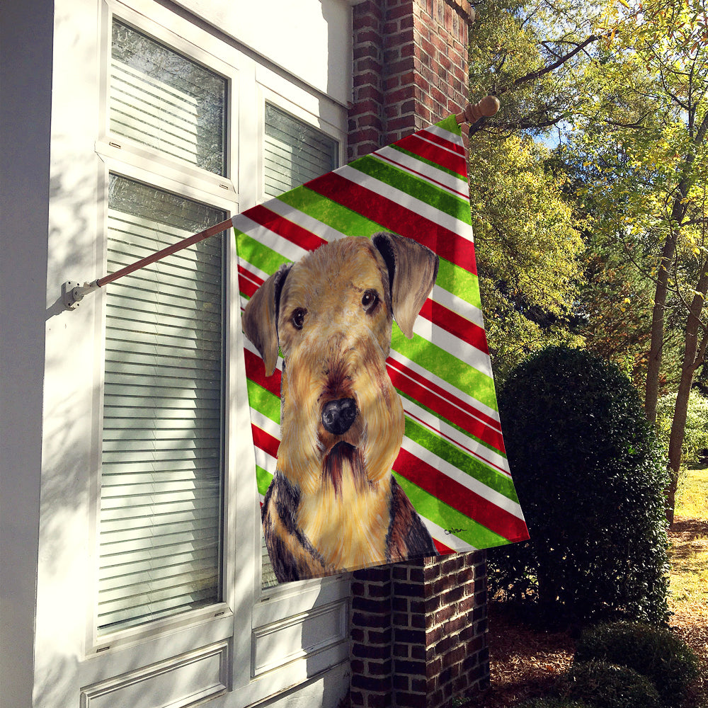 Airedale Candy Cane Holiday Christmas Flag Canvas House Size