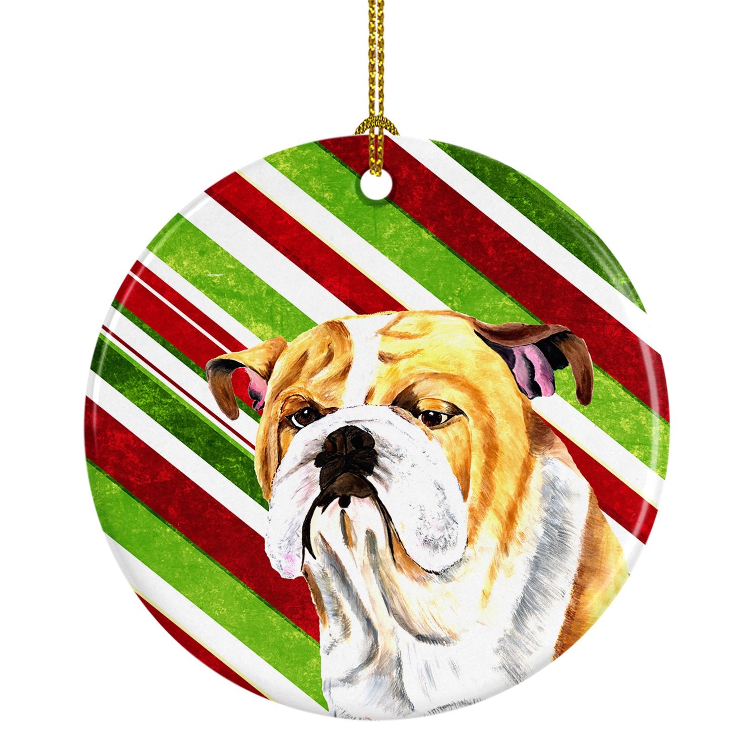 Bulldog English Candy Cane Holiday Christmas  Ceramic Ornament SC9334 by Caroline's Treasures