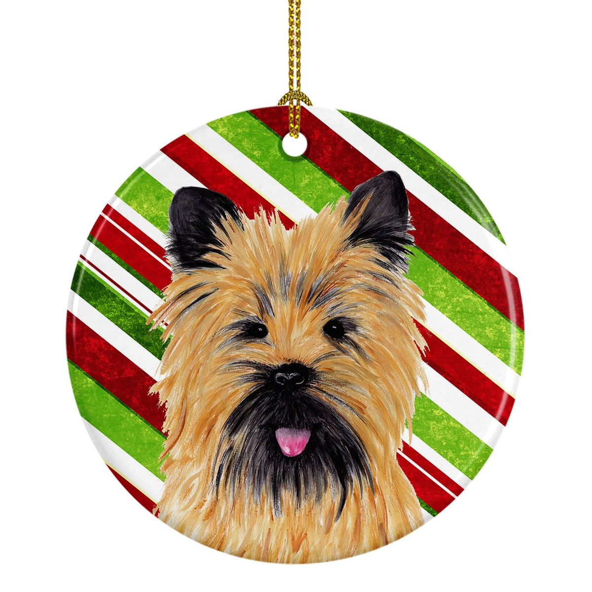 Cairn Terrier Candy Cane Holiday Christmas  Ceramic Ornament SC9335 by Caroline&#39;s Treasures