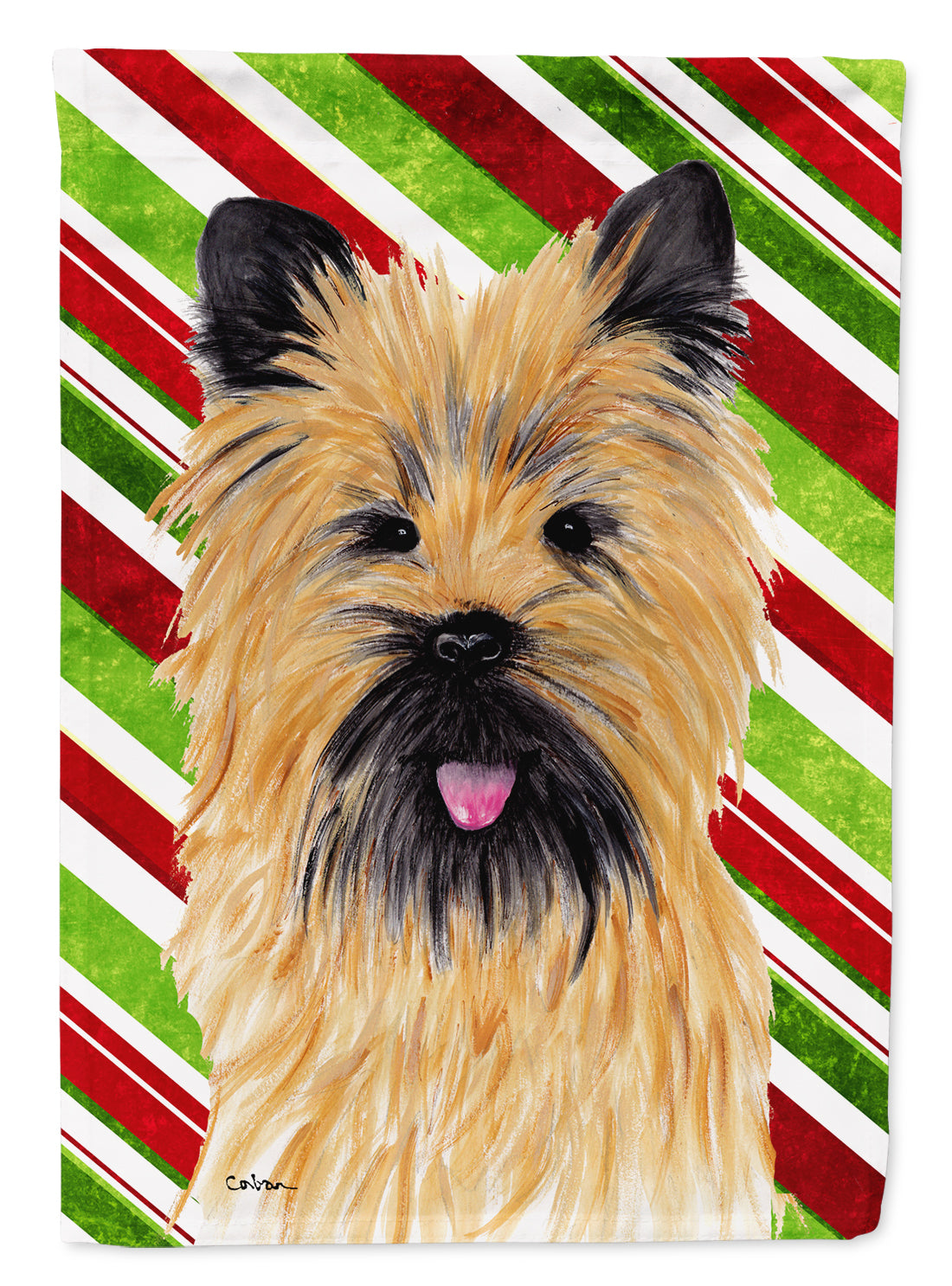 Cairn Terrier Candy Cane Holiday Christmas Flag Garden Size.