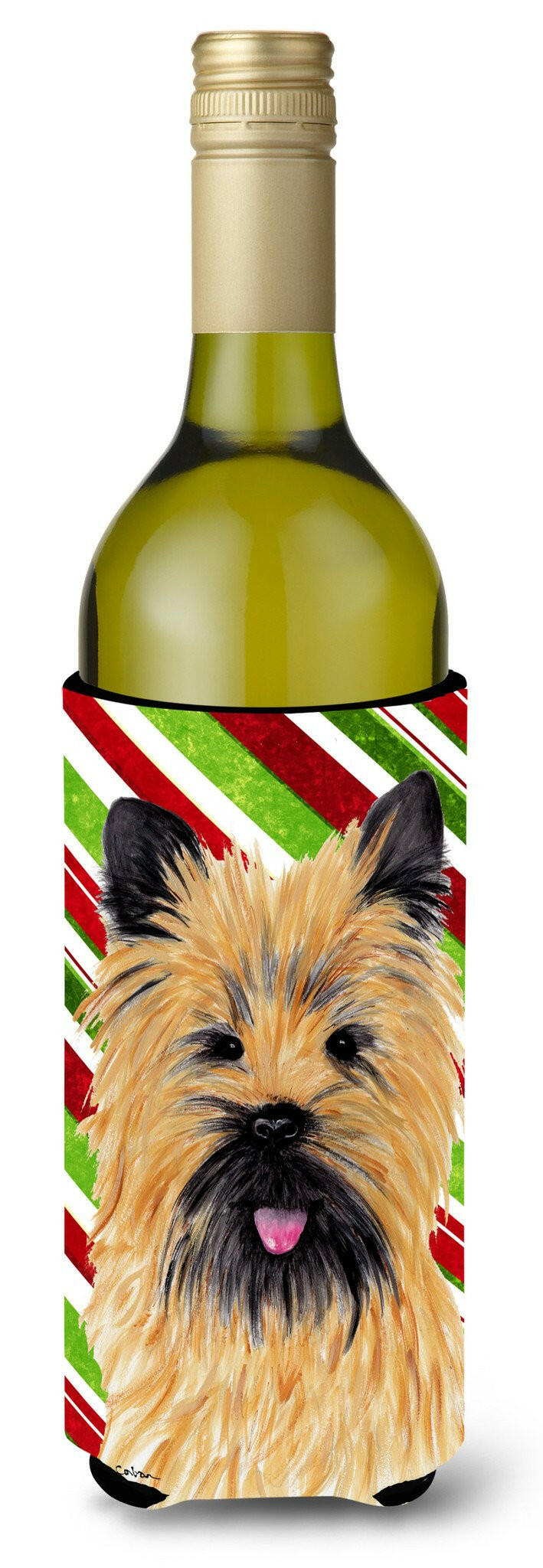 Cairn Terrier Candy Cane Holiday Christmas Wine Bottle Beverage Insulator Beverage Insulator Hugger by Caroline&#39;s Treasures
