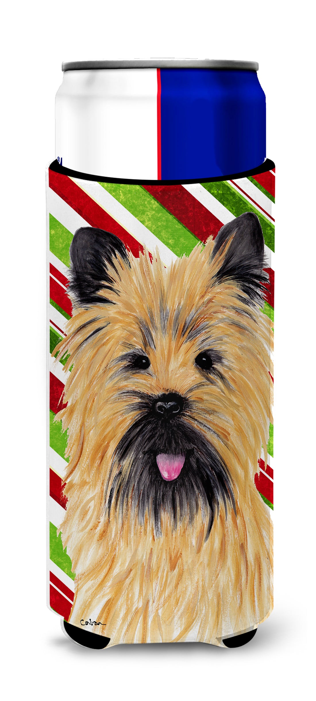 Cairn Terrier Candy Cane Holiday Christmas Ultra Beverage Insulators for slim cans SC9335MUK