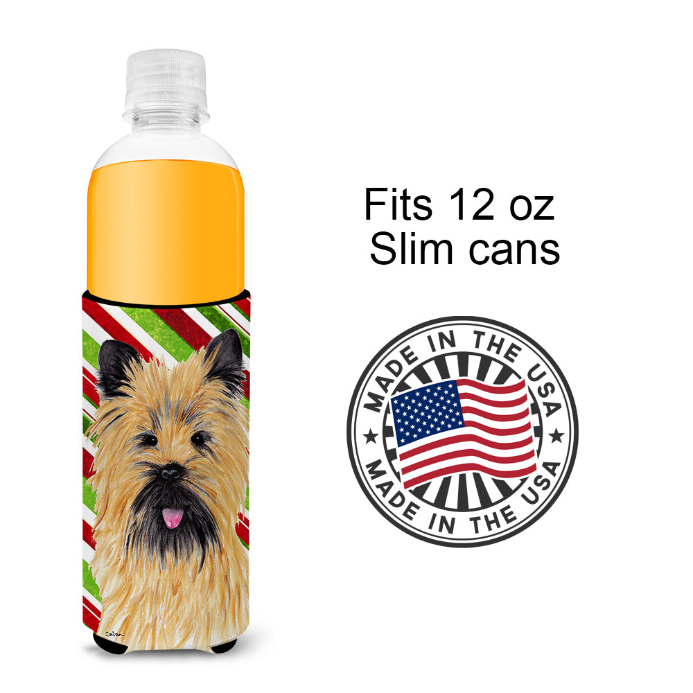 Cairn Terrier Candy Cane Holiday Christmas Ultra Beverage Insulators for slim cans SC9335MUK.