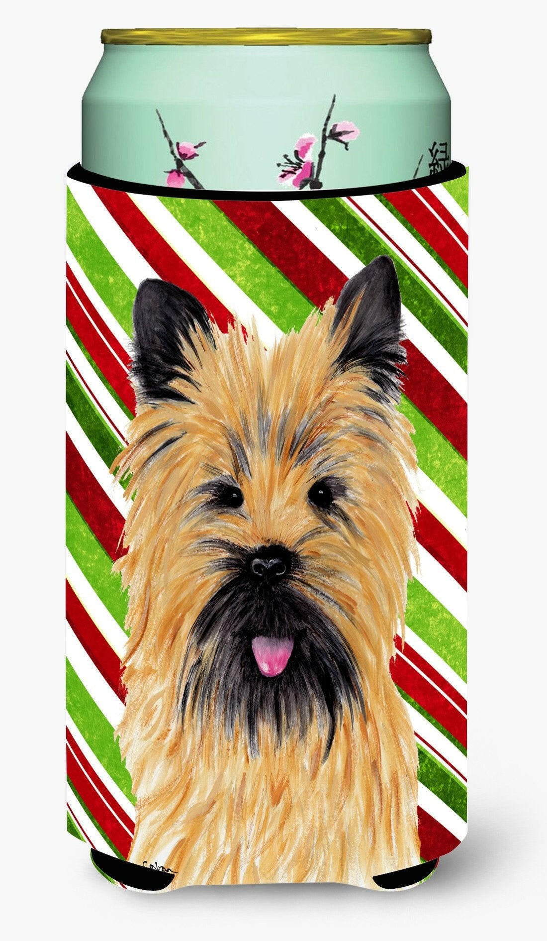 Cairn Terrier Candy Cane Holiday Christmas  Tall Boy Beverage Insulator Beverage Insulator Hugger by Caroline&#39;s Treasures