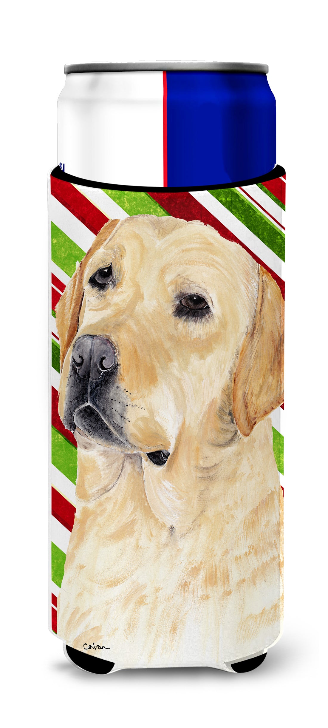 Labrador Candy Cane Holiday Christmas Ultra Beverage Insulators for slim cans SC9336MUK.