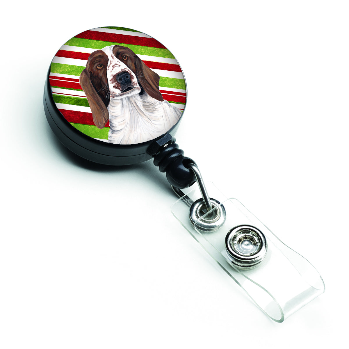 Welsh Springer Spaniel Candy Cane Holiday Christmas Retractable Badge Reel SC9340BR  the-store.com.