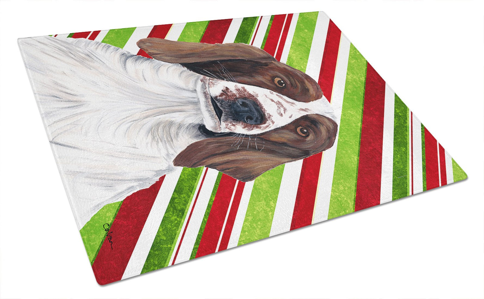 Welsh Springer Spaniel Candy Cane Holiday Christmas Glass Cutting Board Large by Caroline's Treasures