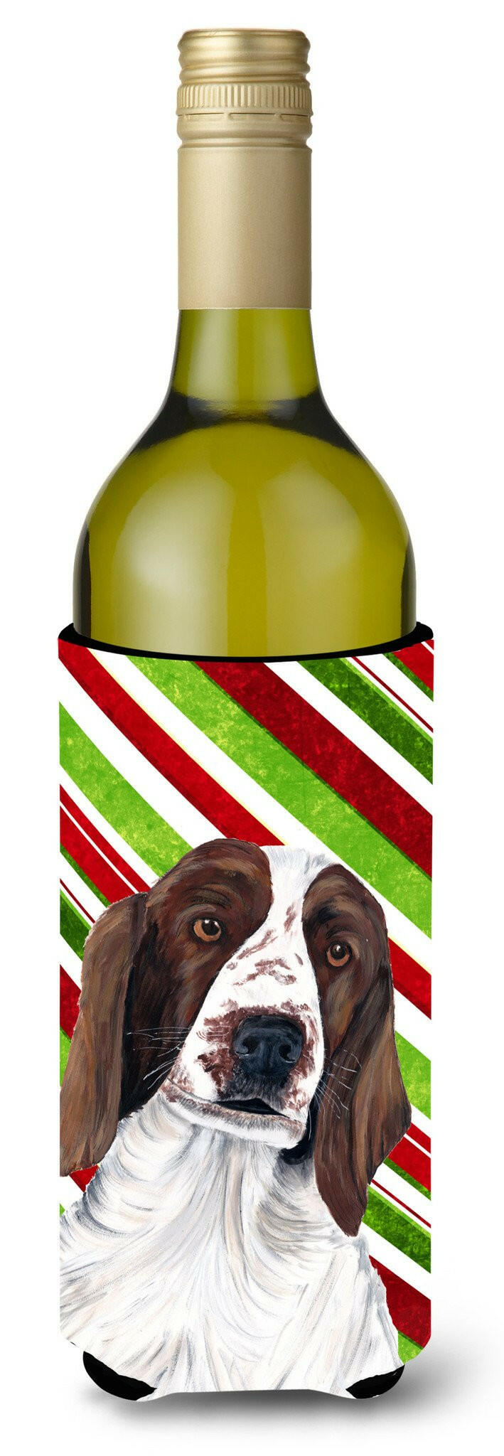 Welsh Springer Spaniel Candy Cane Holiday Christmas Wine Bottle Beverage Insulator Beverage Insulator Hugger by Caroline&#39;s Treasures