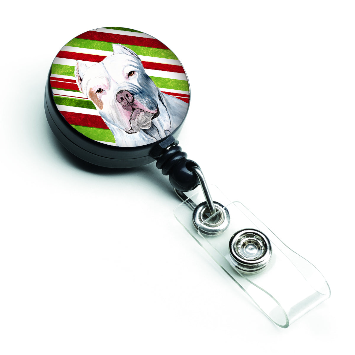 Pit Bull Candy Cane Holiday Christmas Retractable Badge Reel SC9341BR  the-store.com.