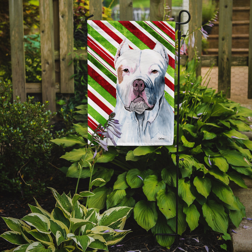 Pit Bull Candy Cane Holiday Christmas Flag Garden Size.