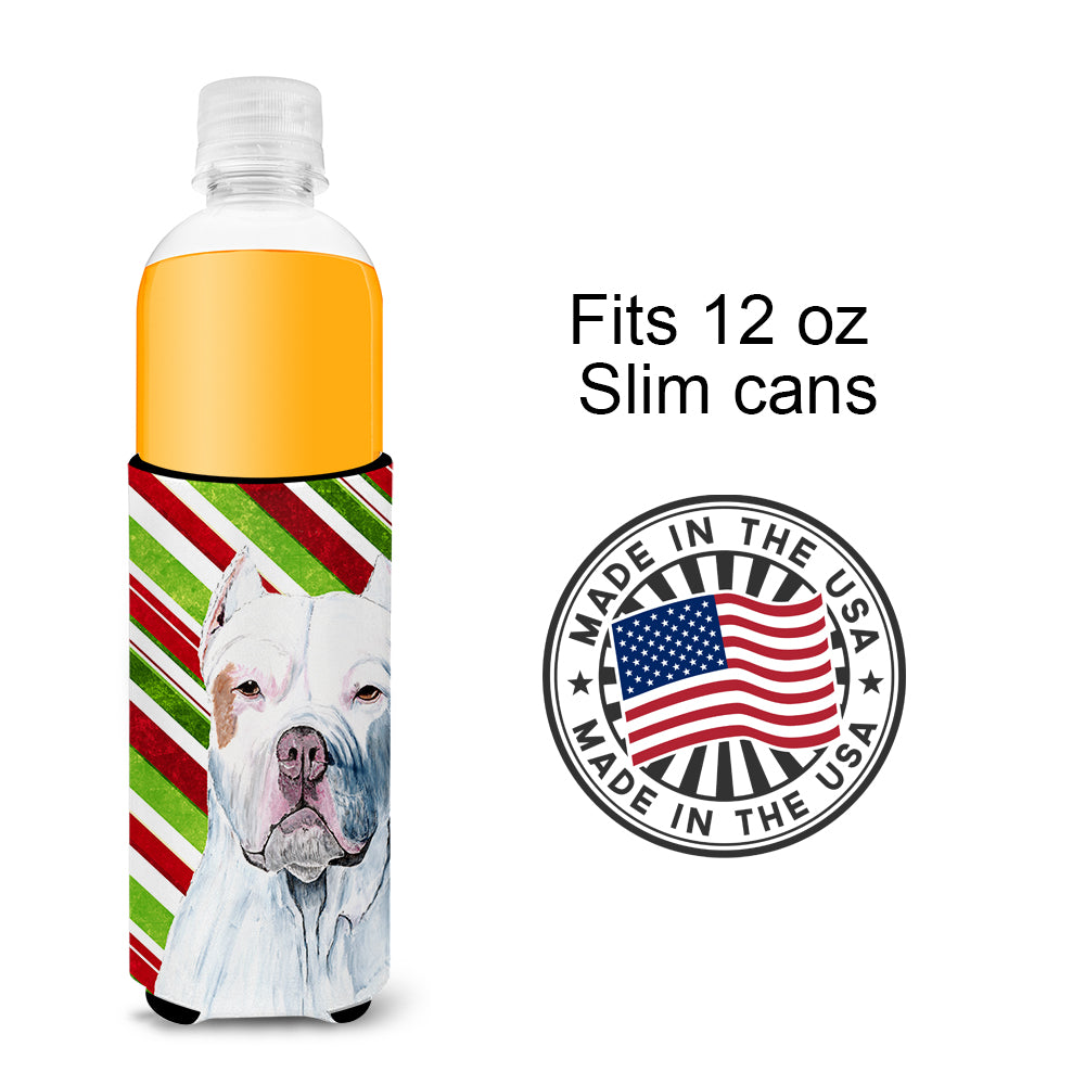 Pit Bull Candy Cane Holiday Christmas Ultra Beverage Insulators for slim cans SC9341MUK