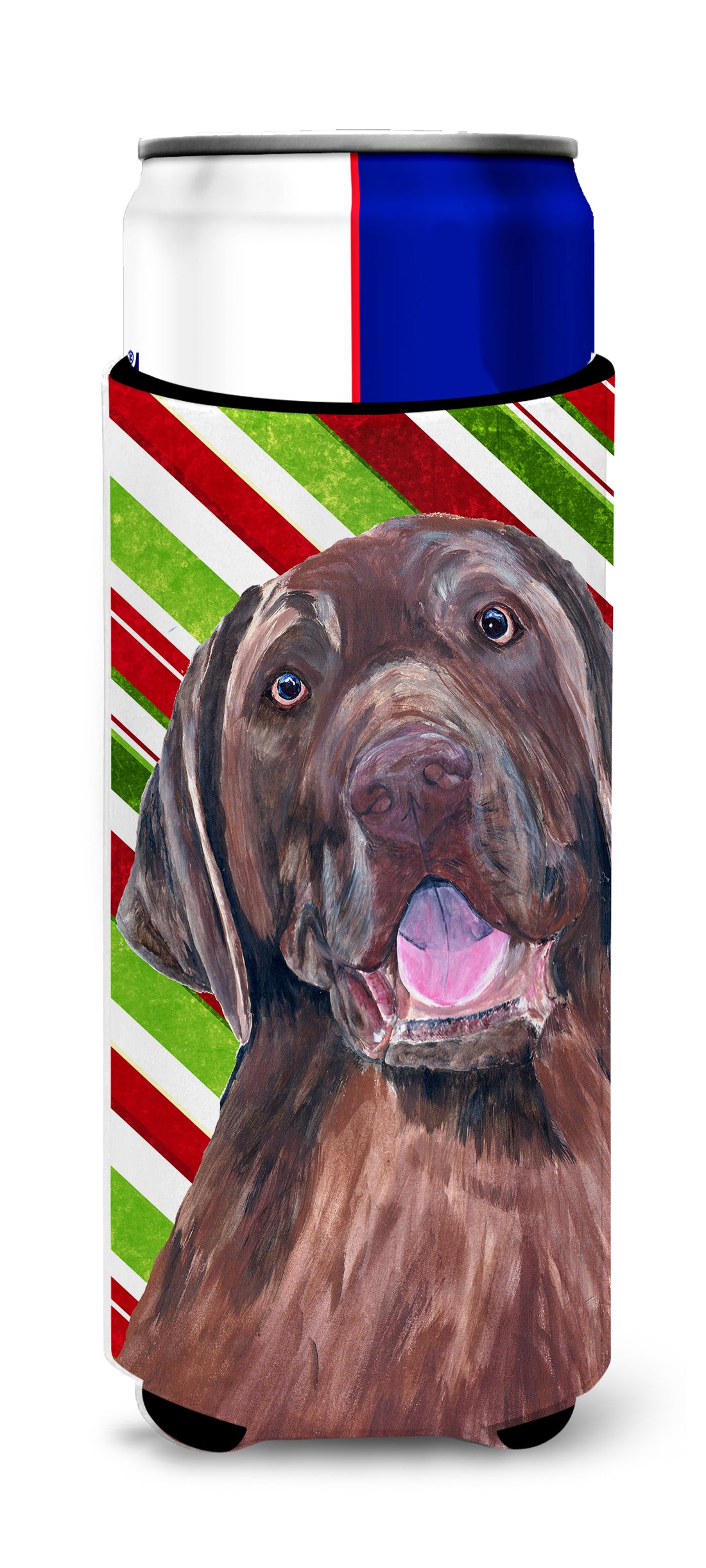 Labrador Candy Cane Holiday Christmas Ultra Beverage Insulators for slim cans SC9344MUK.