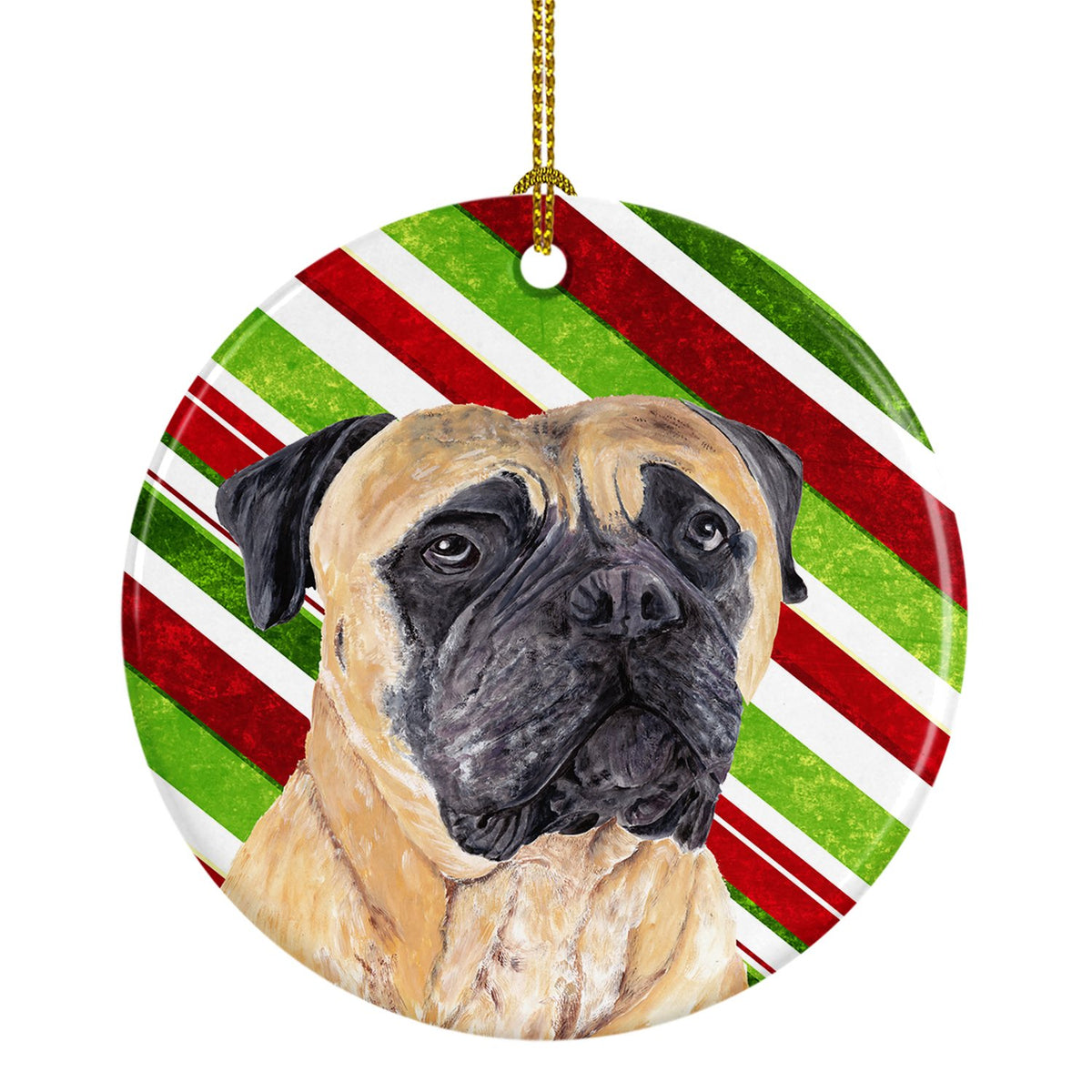 Mastiff Candy Cane Holiday Christmas  Ceramic Ornament SC9345 by Caroline&#39;s Treasures