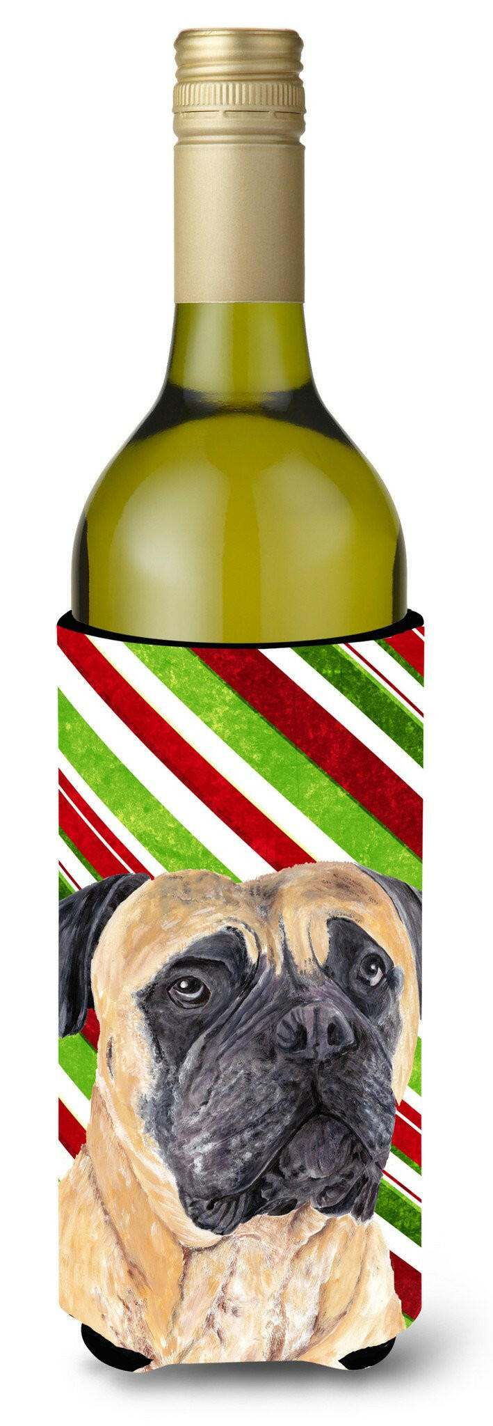 Mastiff Candy Cane Holiday Christmas Wine Bottle Beverage Insulator Beverage Insulator Hugger by Caroline&#39;s Treasures