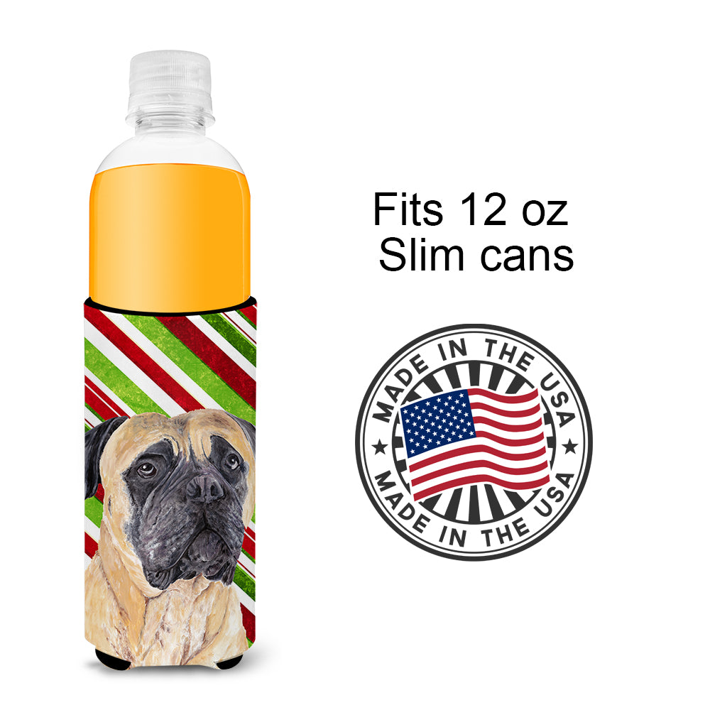 Mastiff Candy Cane Holiday Christmas Ultra Beverage Insulators for slim cans SC9345MUK.