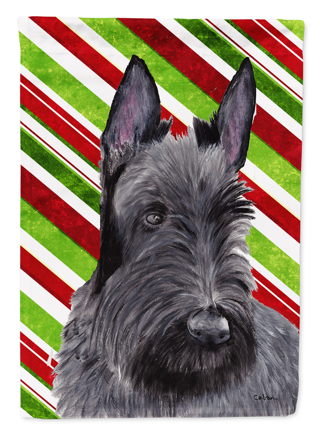 Scottish Terrier Candy Cane Holiday Christmas Flag Garden Size.