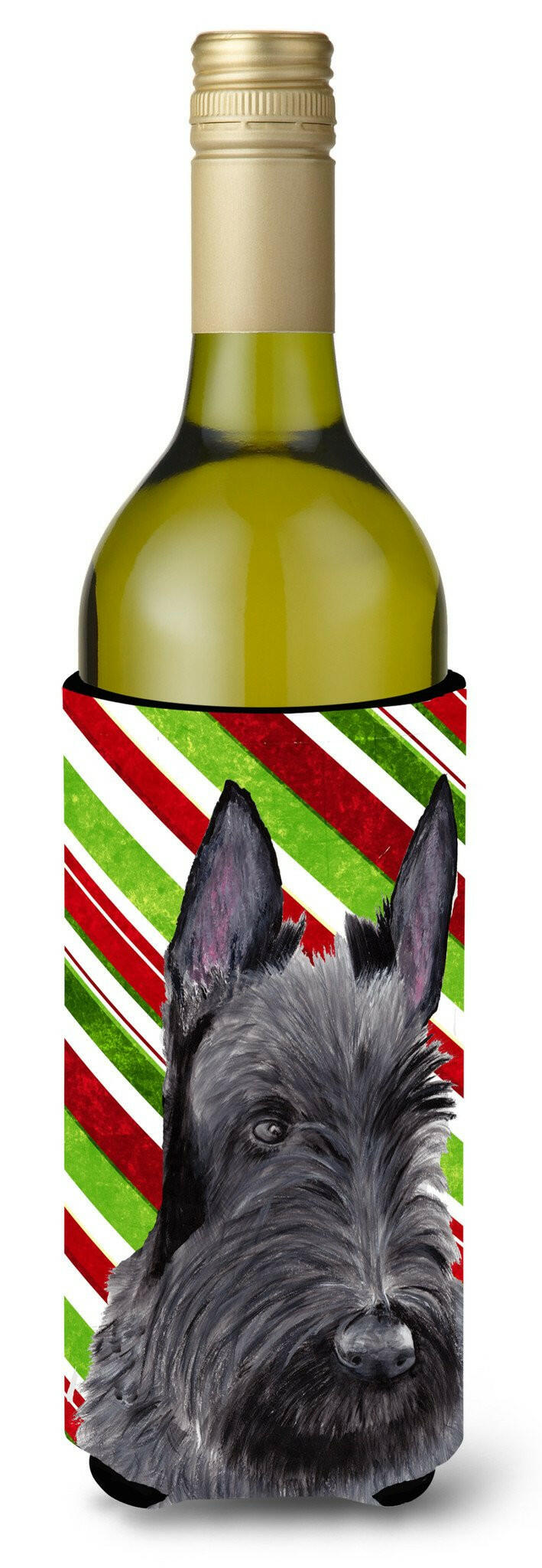Scottish Terrier Candy Cane Holiday Christmas Wine Bottle Beverage Insulator Beverage Insulator Hugger by Caroline's Treasures