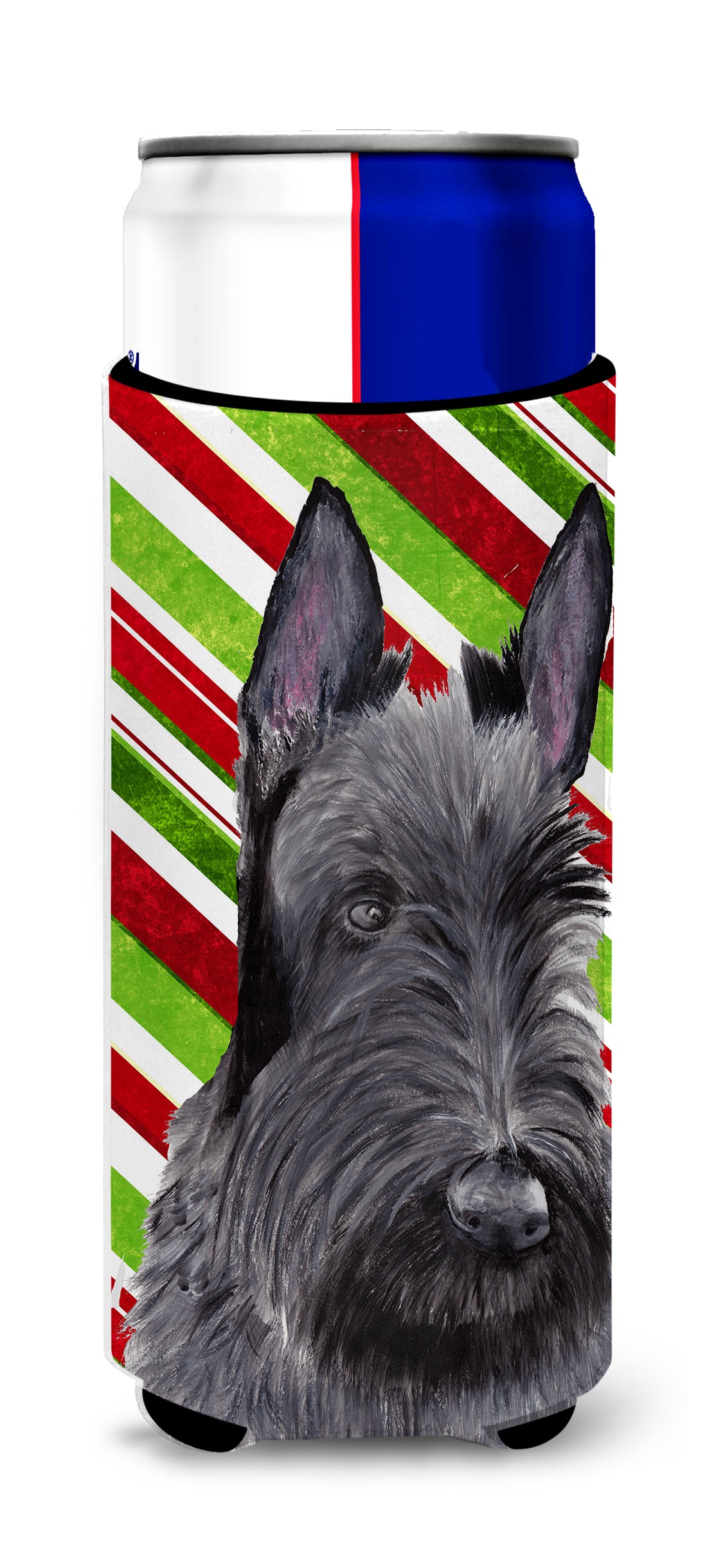 Scottish Terrier Candy Cane Holiday Christmas Ultra Beverage Insulators for slim cans SC9346MUK.