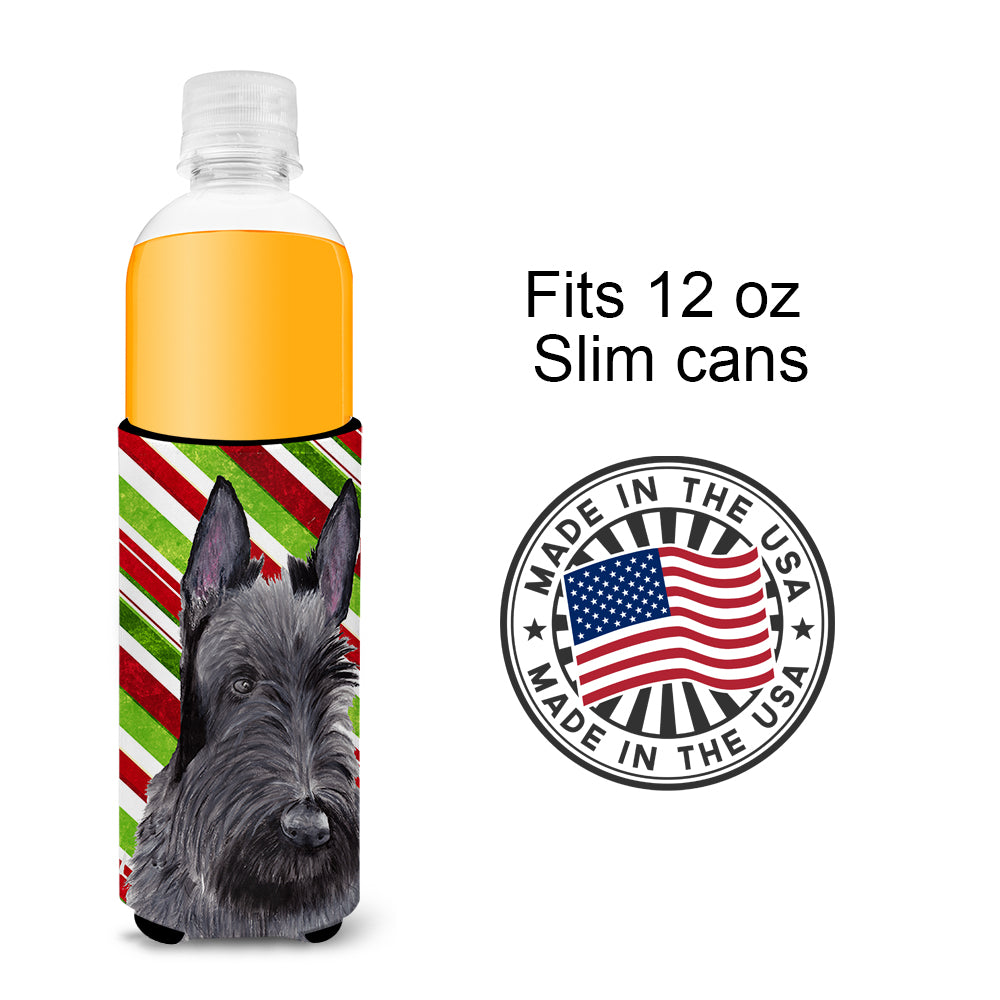 Scottish Terrier Candy Cane Holiday Christmas Ultra Beverage Insulators for slim cans SC9346MUK.