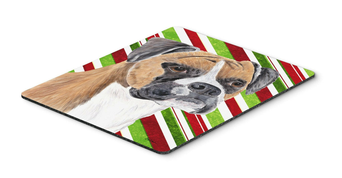 Boxer Candy Cane Holiday Christmas Mouse Pad, Hot Pad or Trivet by Caroline&#39;s Treasures