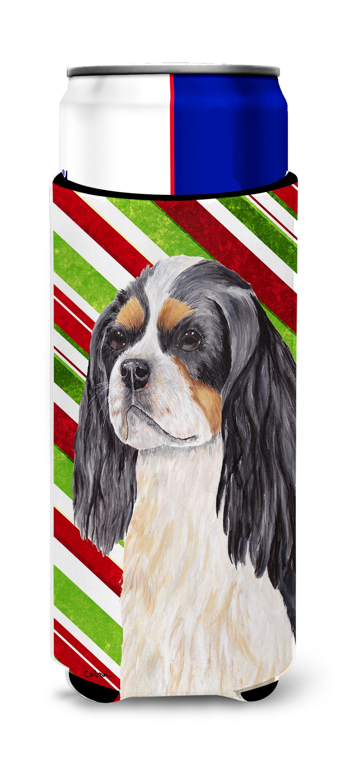 Cavalier Spaniel Candy Cane Holiday Christmas Ultra Beverage Insulators for slim cans SC9351MUK.