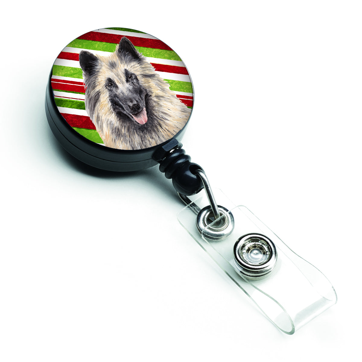 Belgian Tervuren Candy Cane Holiday Christmas Retractable Badge Reel SC9352BR  the-store.com.