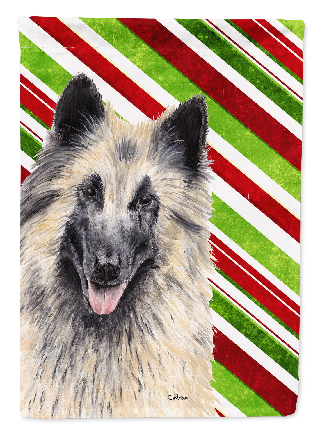 Belgian Tervuren Candy Cane Holiday Christmas Flag Canvas House Size  the-store.com.