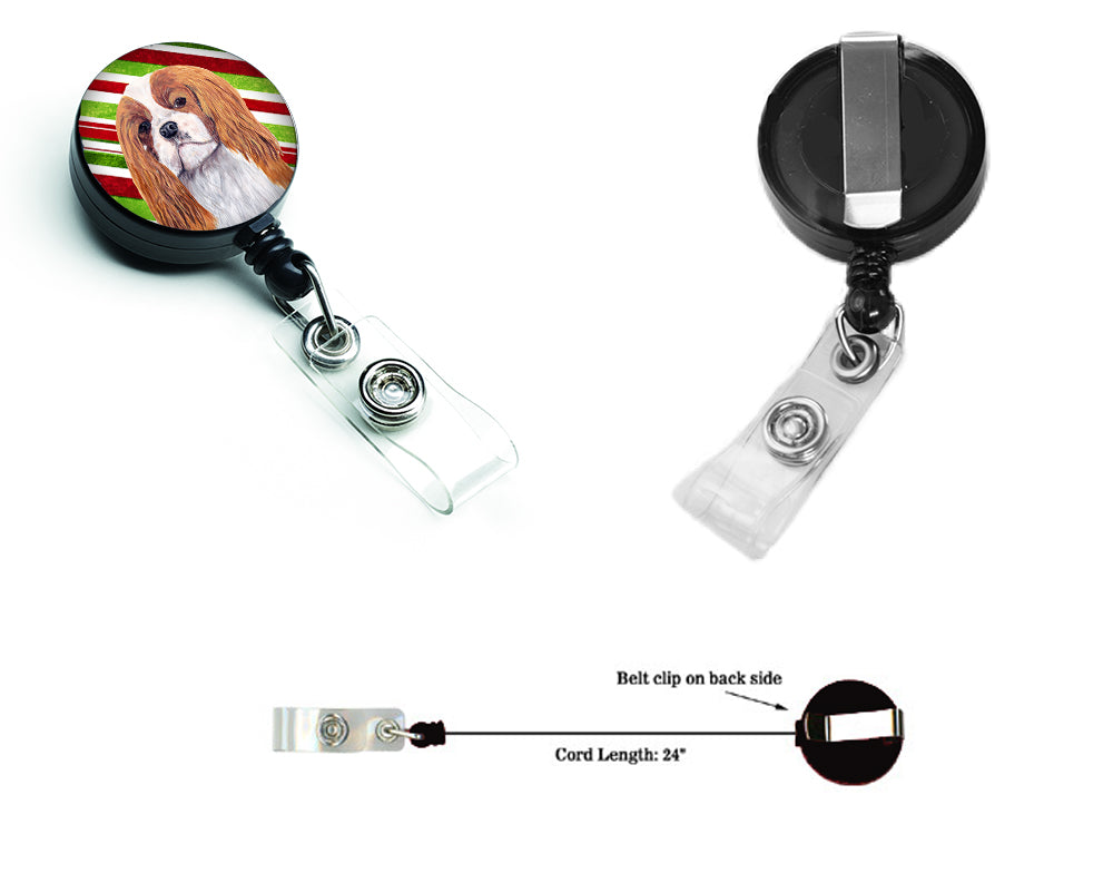 Cavalier Spaniel Candy Cane Holiday Christmas Retractable Badge Reel SC9354BR  the-store.com.