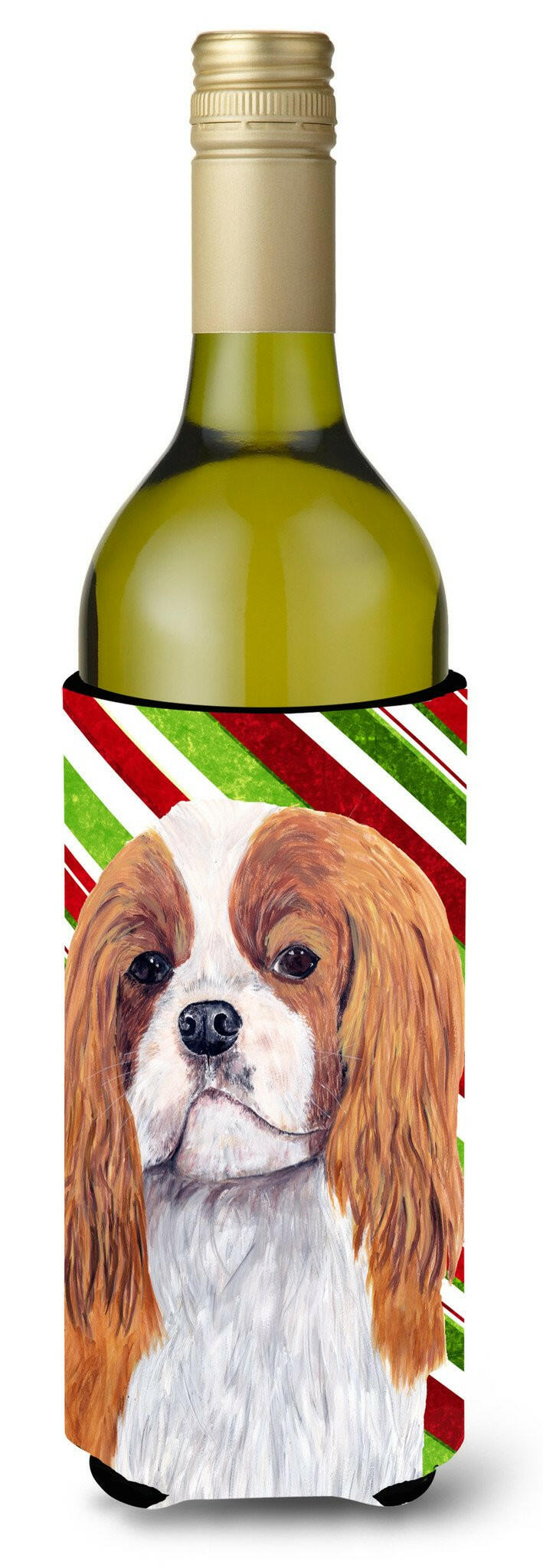 Cavalier Spaniel Candy Cane Holiday Christmas Wine Bottle Beverage Insulator Beverage Insulator Hugger by Caroline&#39;s Treasures