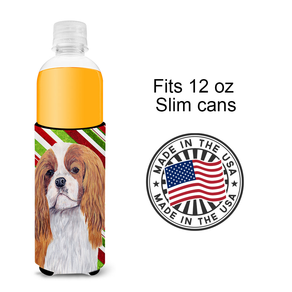 Cavalier Spaniel Candy Cane Holiday Christmas Ultra Beverage Insulators for slim cans SC9354MUK.