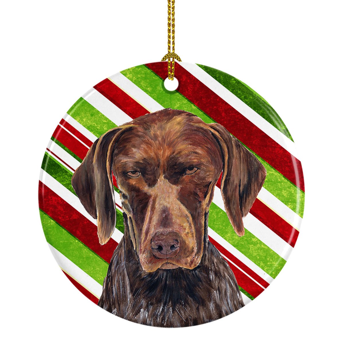 German Shorthaired Pointer Candy Cane Holiday Christmas Ceramic Ornament - the-store.com