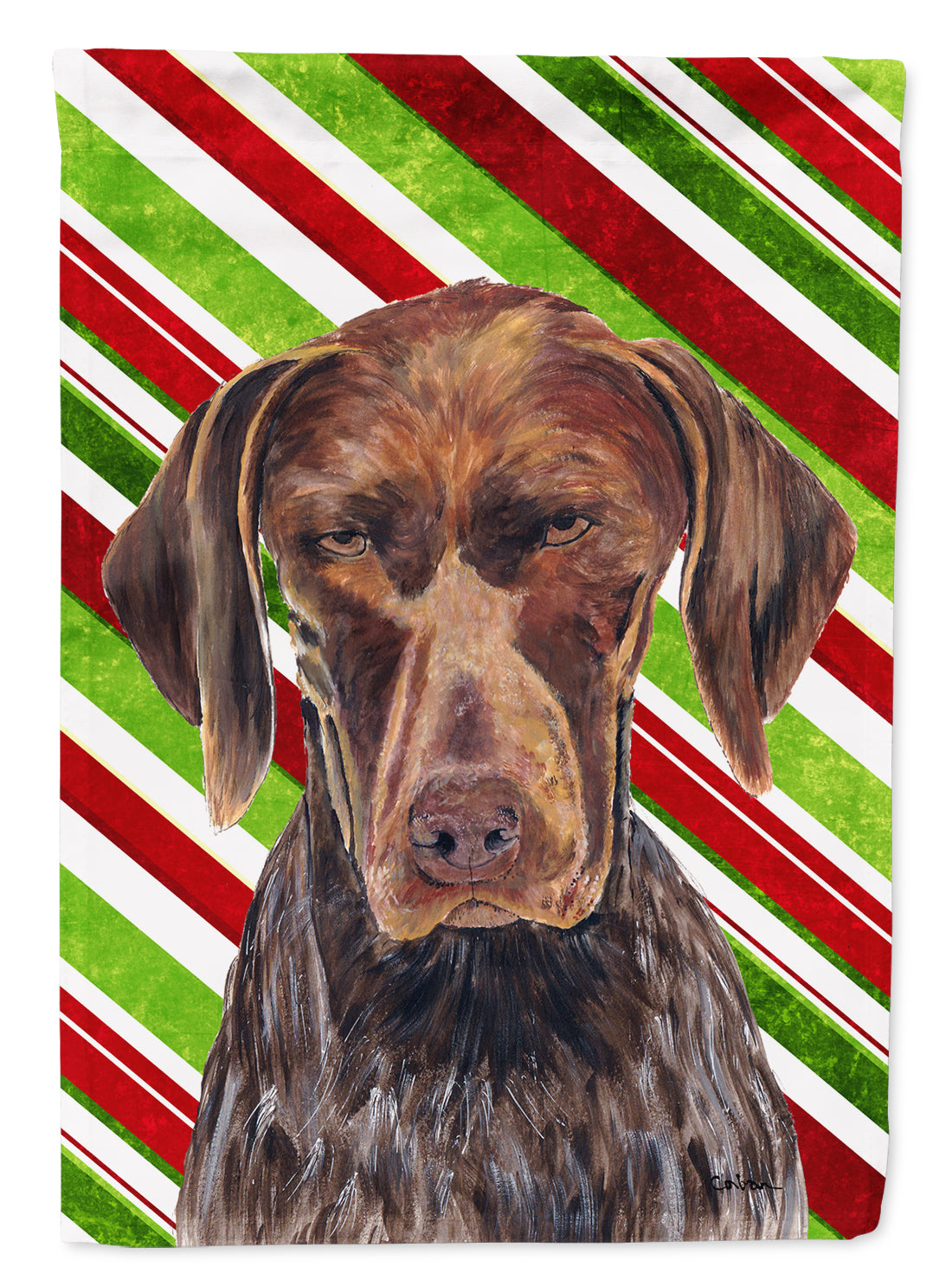 German Shorthaired Pointer Candy Cane Holiday Christmas Flag Canvas House Size