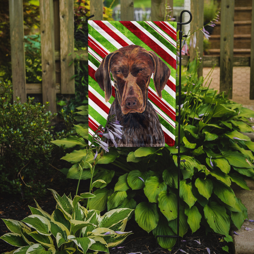 German Shorthaired Pointer Candy Cane Holiday Christmas Flag Garden Size