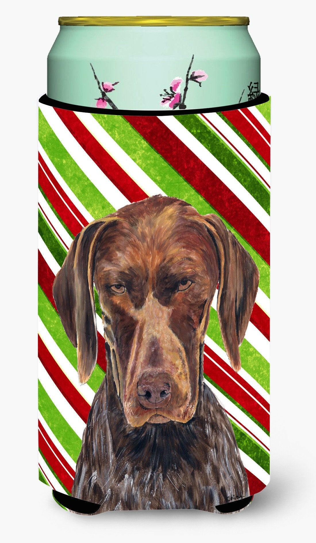 German Shorthaired Pointer Candy Cane Holiday Christmas  Tall Boy Beverage Insulator Beverage Insulator Hugger by Caroline's Treasures