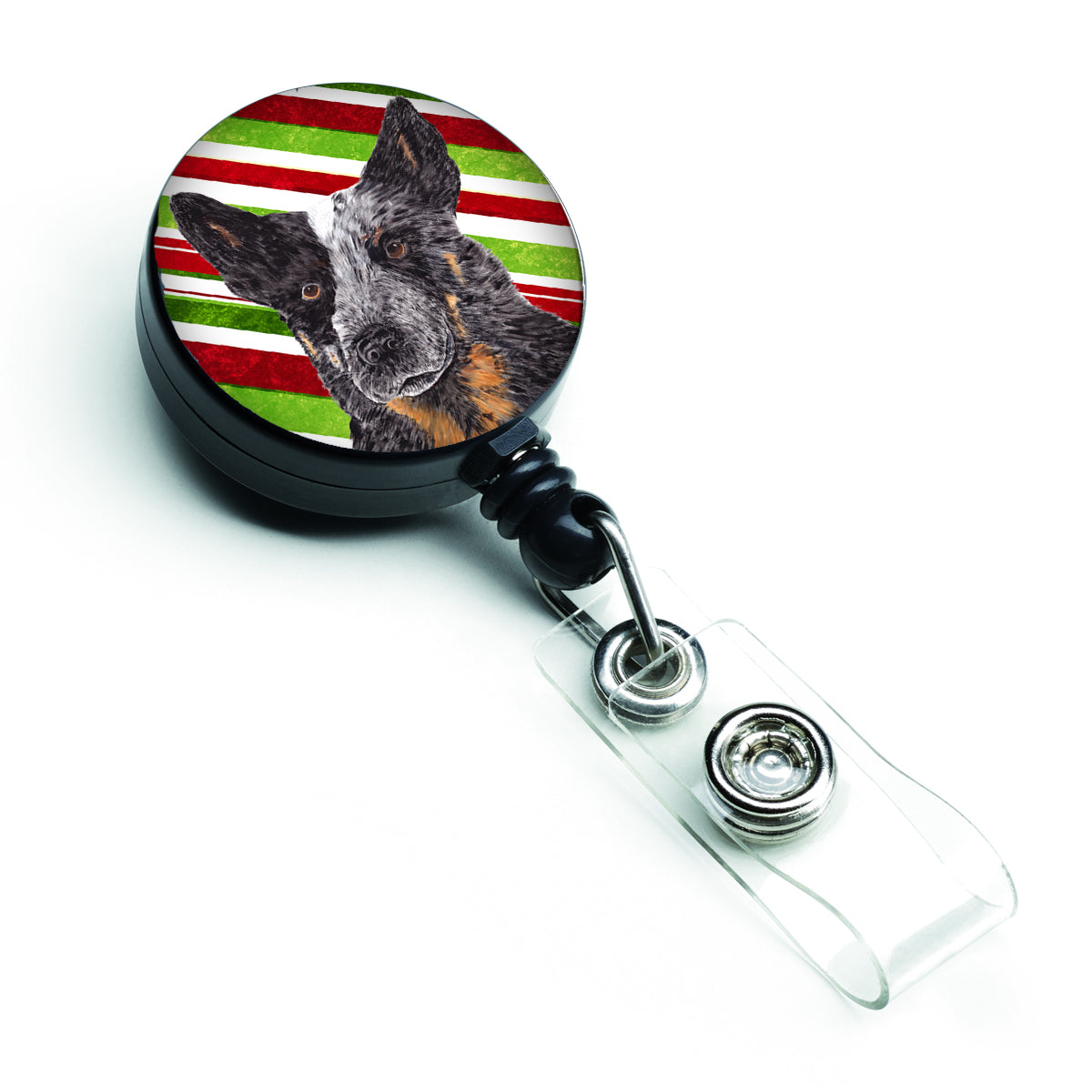 Australian Cattle Dog Candy Cane Holiday Christmas Retractable Badge Reel SC9356BR