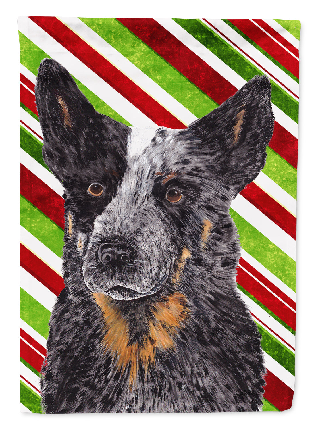 Australian Cattle Dog Candy Cane Holiday Christmas Flag Canvas House Size  the-store.com.