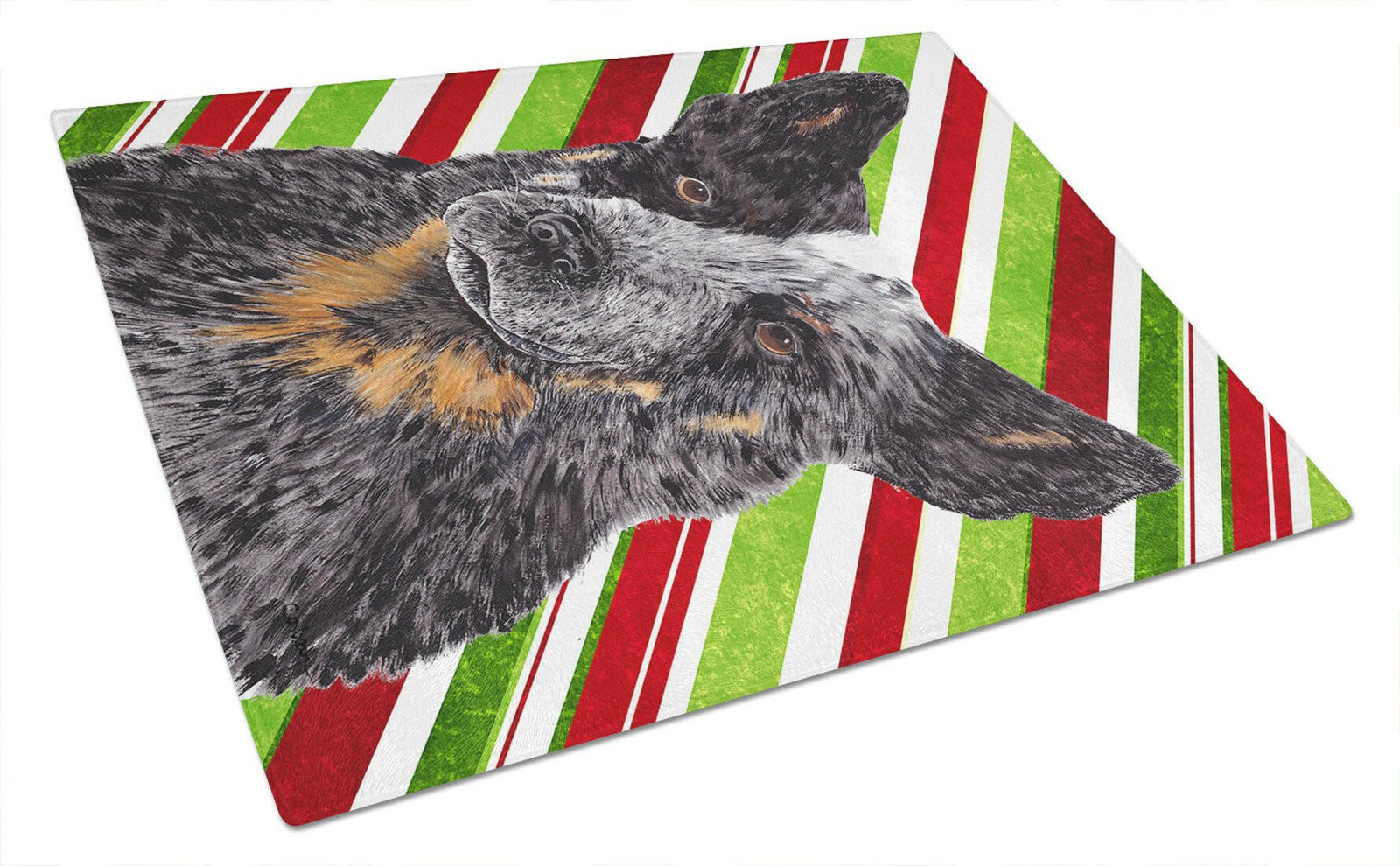 Australian Cattle Dog Candy Cane Holiday Christmas Glass Cutting Board Large by Caroline's Treasures