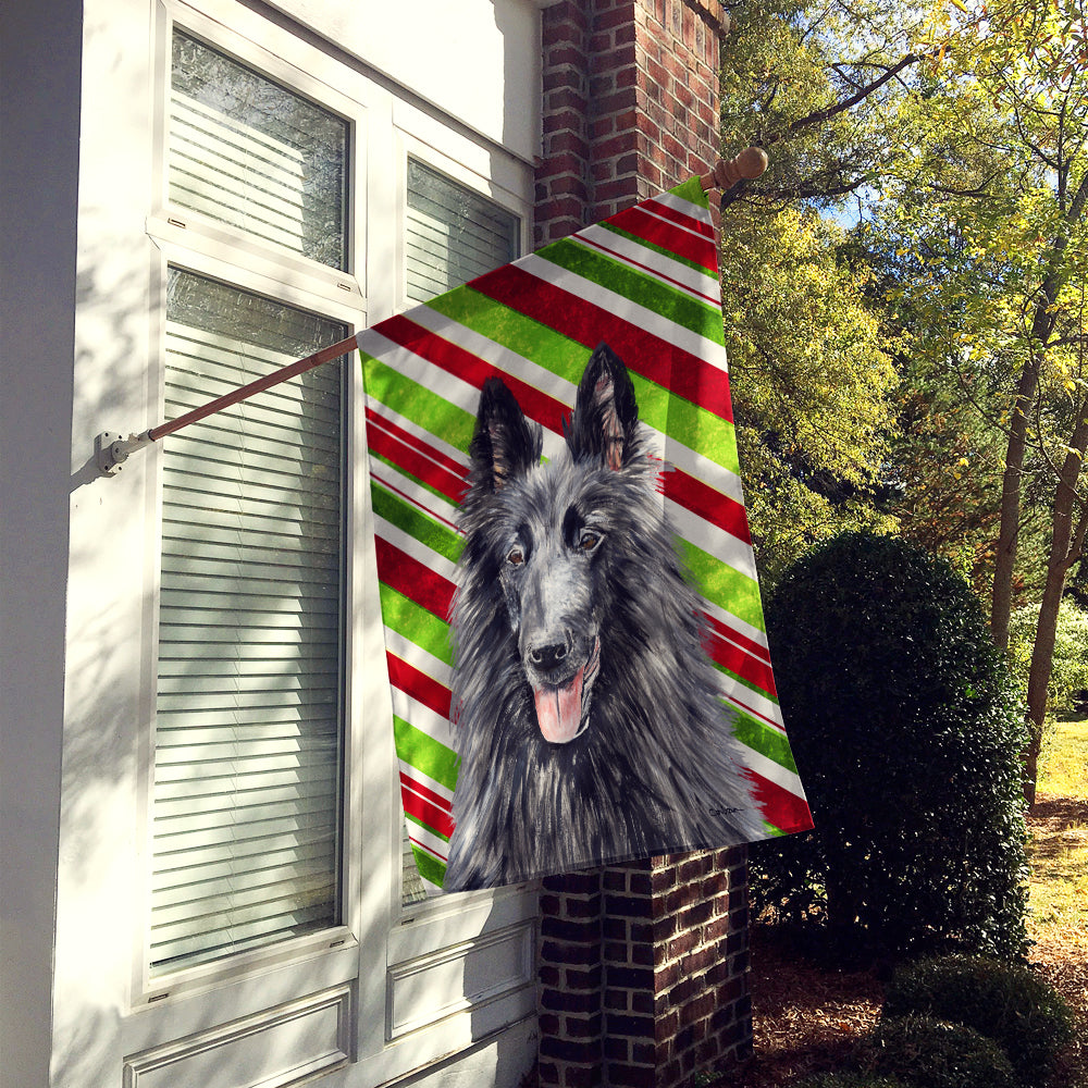 Belgian Sheepdog Candy Cane Holiday Christmas Flag Canvas House Size  the-store.com.