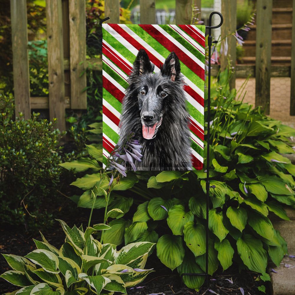 Belgian Sheepdog Candy Cane Holiday Christmas Flag Garden Size