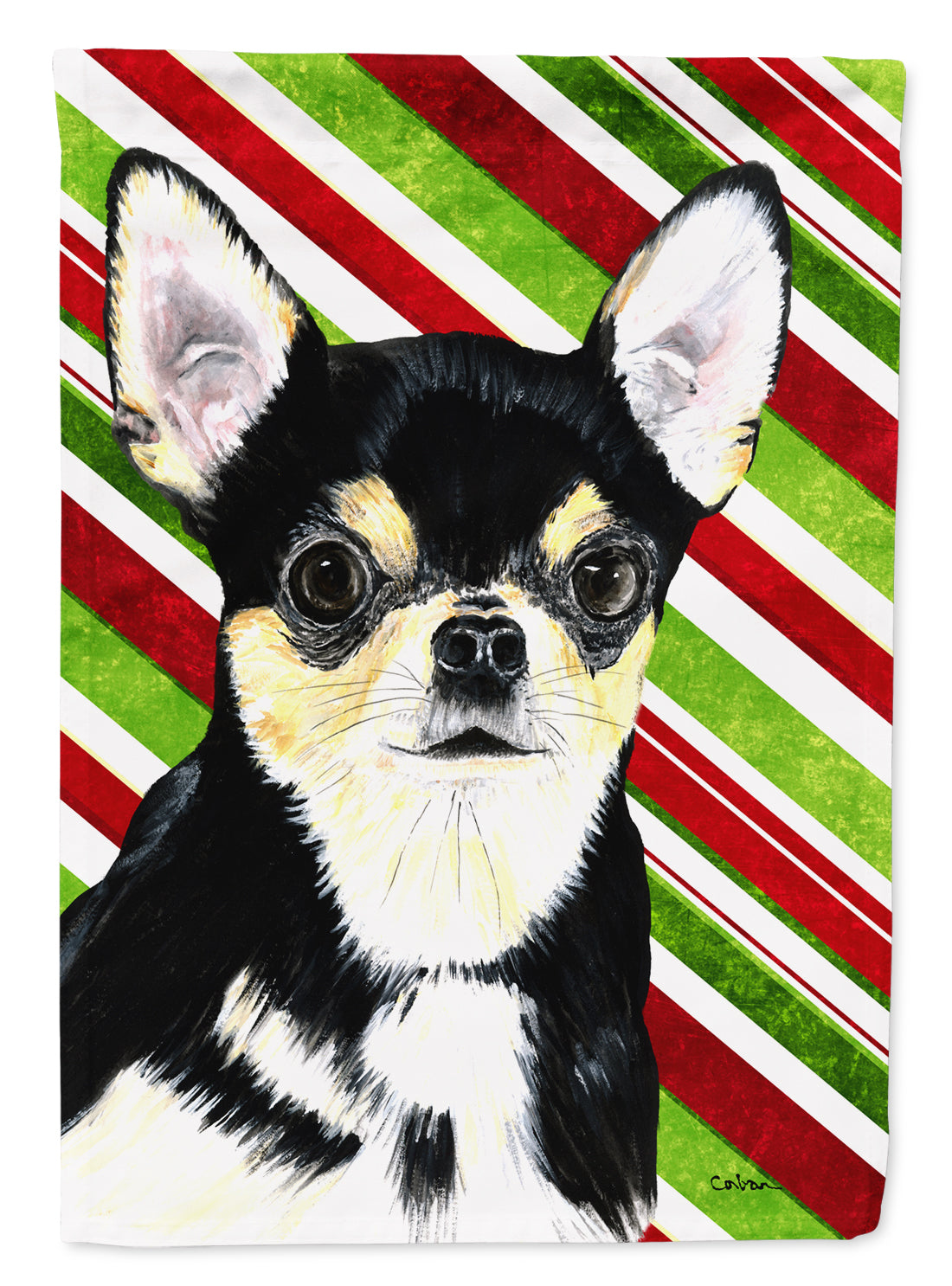 Chihuahua Candy Cane vacances Noël drapeau toile maison taille